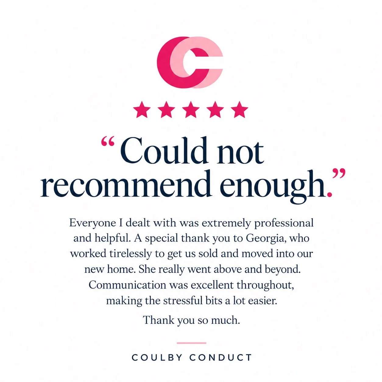 💗 This is what Coulby Conduct are here for! 💗

Helping you move, making the stressful bits easier, keeping you informed every step of the way and going that extra mile when it matters most. 🏡✨

We&rsquo;re so grateful to every client who has trust