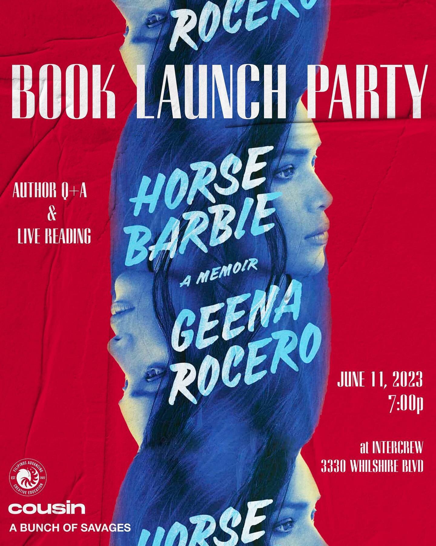 Friends! 🎉 Come through to Intercrew this Sunday as we celebrate the launch of @geenarocero&rsquo;s memoir, Horse Barbie! Join @your.firstfriend @facefwdorg and yours truly as we party in style in honor of Geena's iconic journey. ✨

Find inspiration