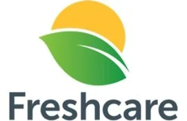 Logo of Freshcare featuring a yellow sun, green leaf, and the name 'Freshcare'.