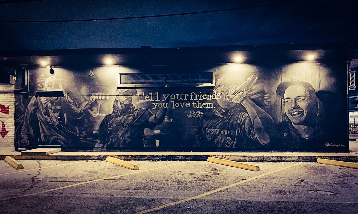 Riley Gale mural at East End Barber, Houston, Tx