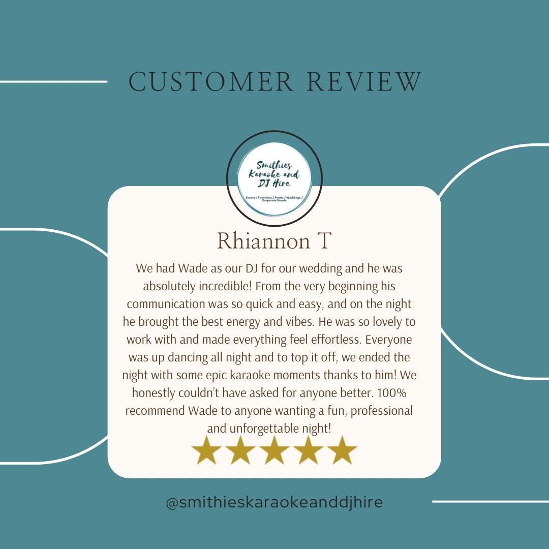 ⭐ Customer Review Spotlight ⭐

We&rsquo;re so grateful for this incredible feedback from Rhiannon T! 💍🎶
It was an absolute honour to be part of your special day &mdash; bringing the fun, music, and karaoke magic to life!

At Smithies Karaoke and DJ
