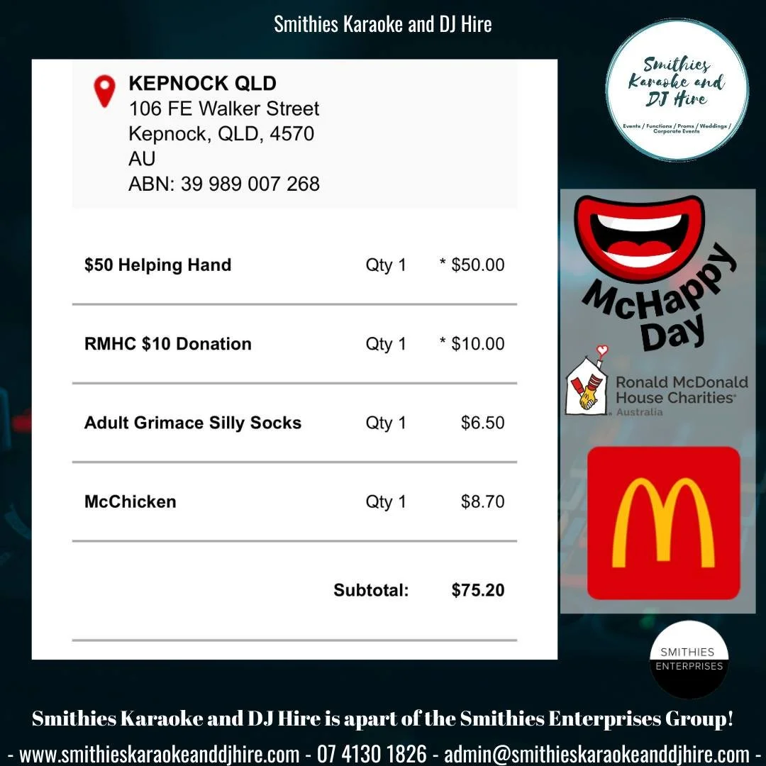 🎉 Supporting McHappy Day 2025! 🍟❤️

Today, we stopped by the brand-new Kepnock McDonald&rsquo;s to show our support for McHappy Day 2025!

We purchased a $50 Helping Hand, a $10 RMHC donation, and some Grimace Silly Socks &mdash; every bit helps fa