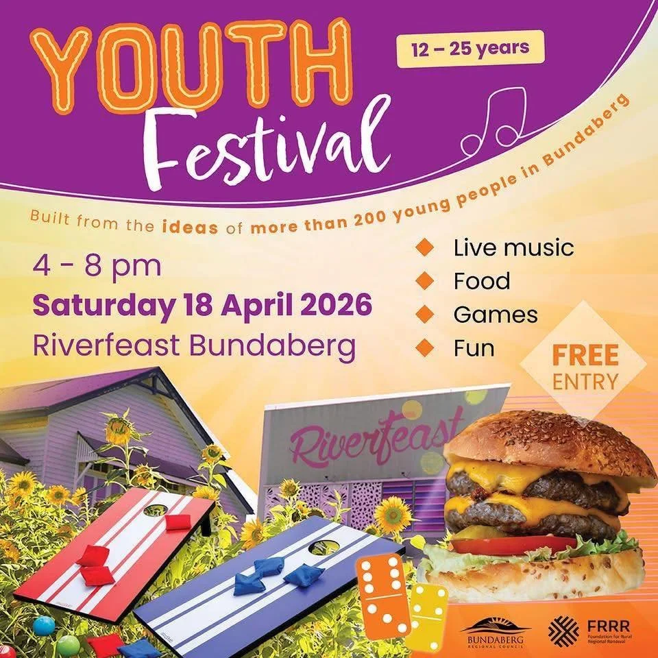 🎧🔥 BUNDY YOUTH FESTIVAL 🔥🎧

Looking for something to do with your crew? This one&rsquo;s for you 👇

✨ Live music + DJs
🍔 Food trucks
🎯 Yard games
🛋 Chill out zone
👥 Good vibes only

This Bundy event has been designed BY young people, FOR you