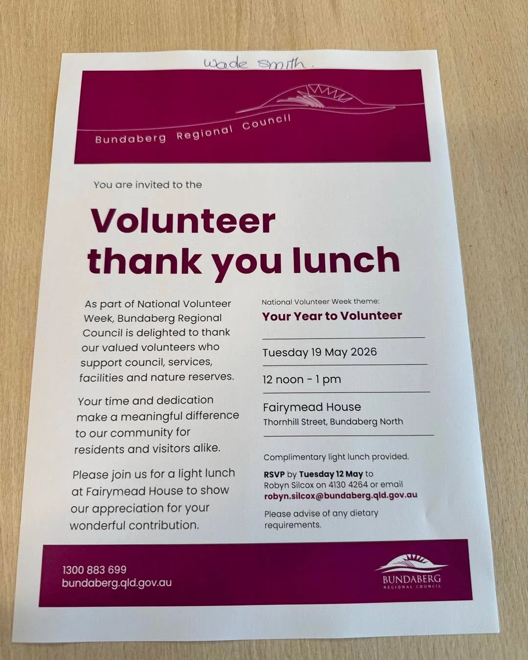 Community First &ndash; Always 💜

Smithies Karaoke &amp; DJ Hire is proud to have been invited to attend the Bundaberg Regional Council Volunteer Thank You Lunch as part of National Volunteer Week 2026.

Supporting our local community has always bee