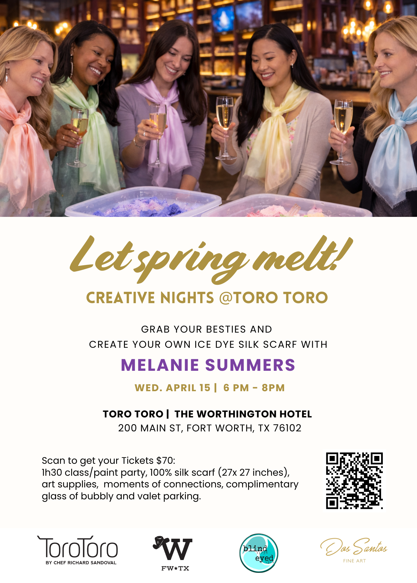 Let Spring Melt Art Party ! Create your own Ice Dyed Silk Scarf with Melanie Summers