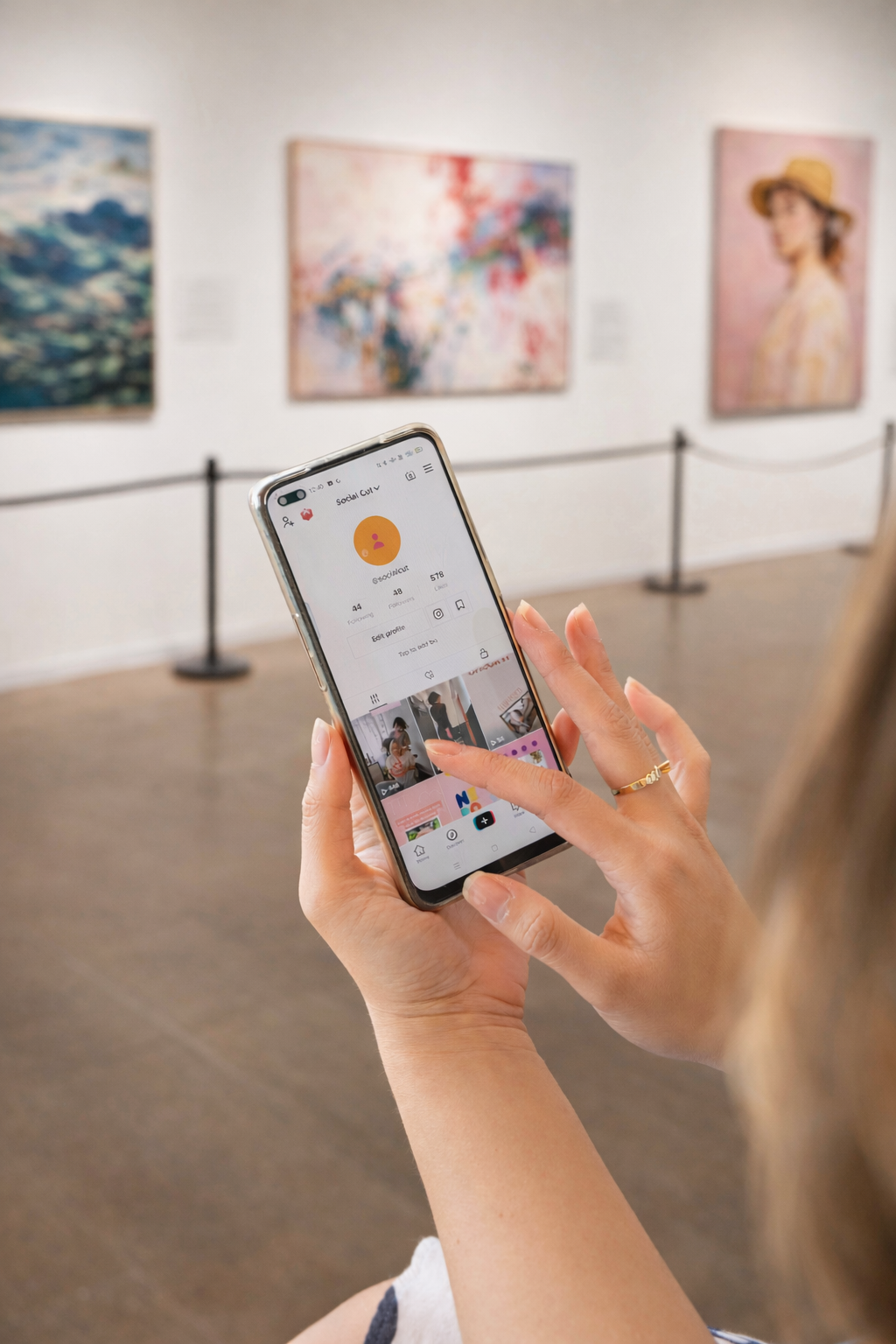 Social media content at a gallery