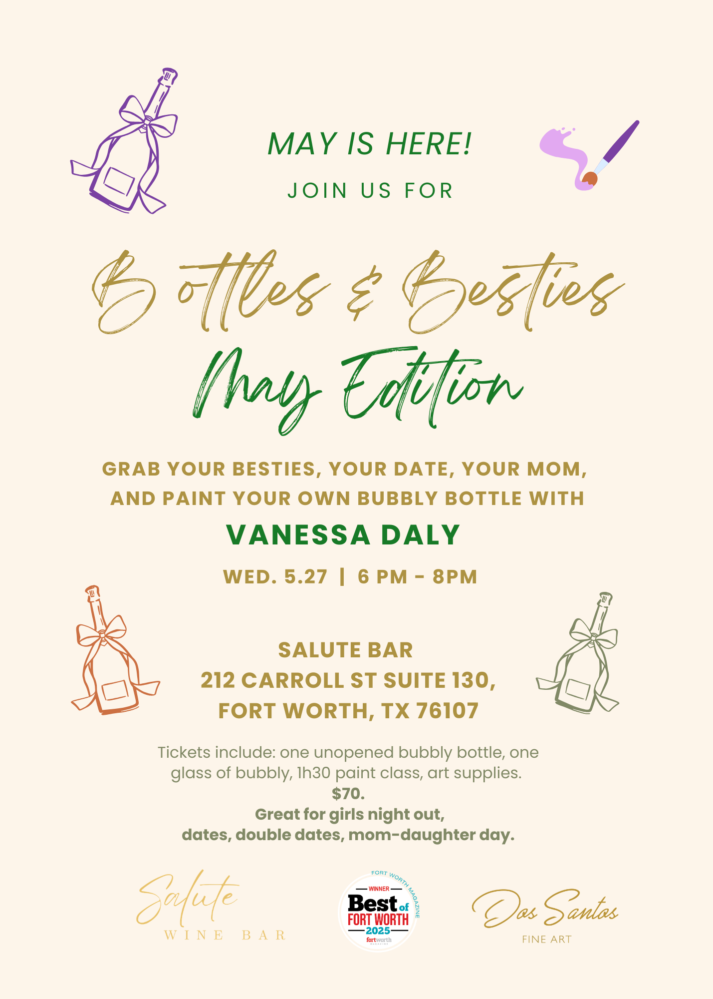 5.27 Bottles & Besties - May Edition Paint Party @Salute Bar by Vanessa Daly