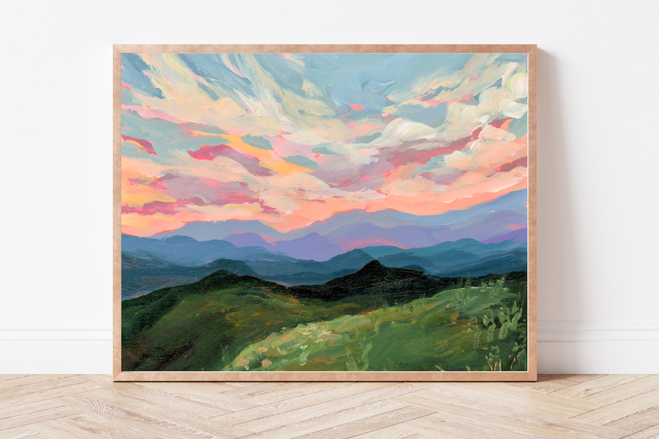 [USA] Print by Emily Kenney "Blue Ridge Mountains""  8 X 10 in