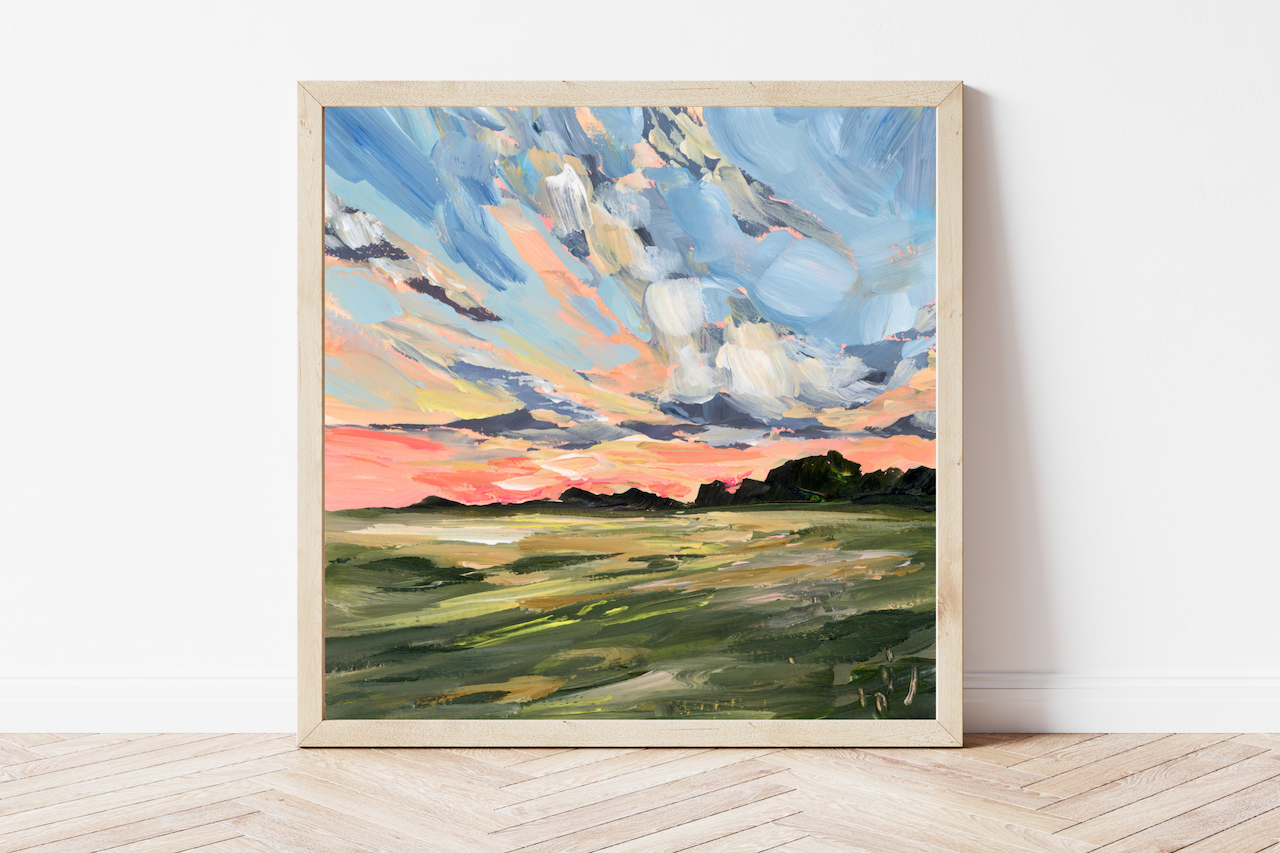 [USA] Print by Emily Kenney "Midwest Sunset"  8X8 in