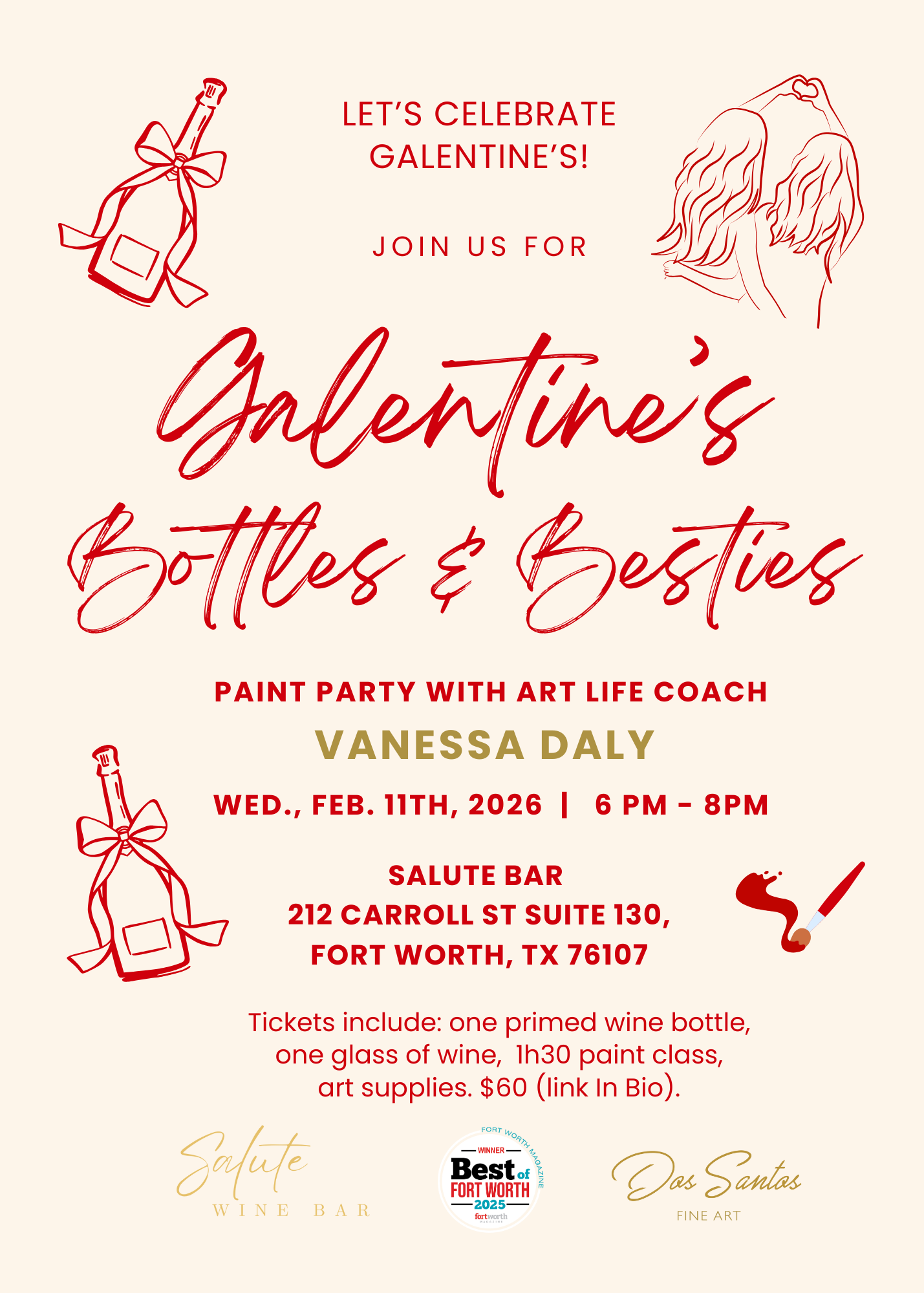 Bottles & Besties - Paint Party - Galentine's Edition @Salute Bar by Vanessa Daly
