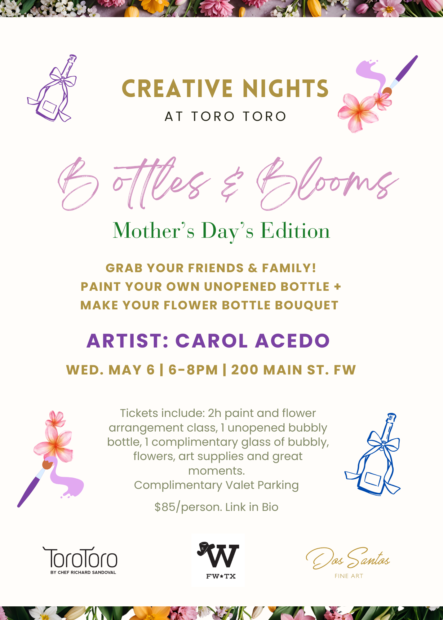 5.6 Bottles & Blooms - Paint Party and Flower Arrangement for Mother's Day