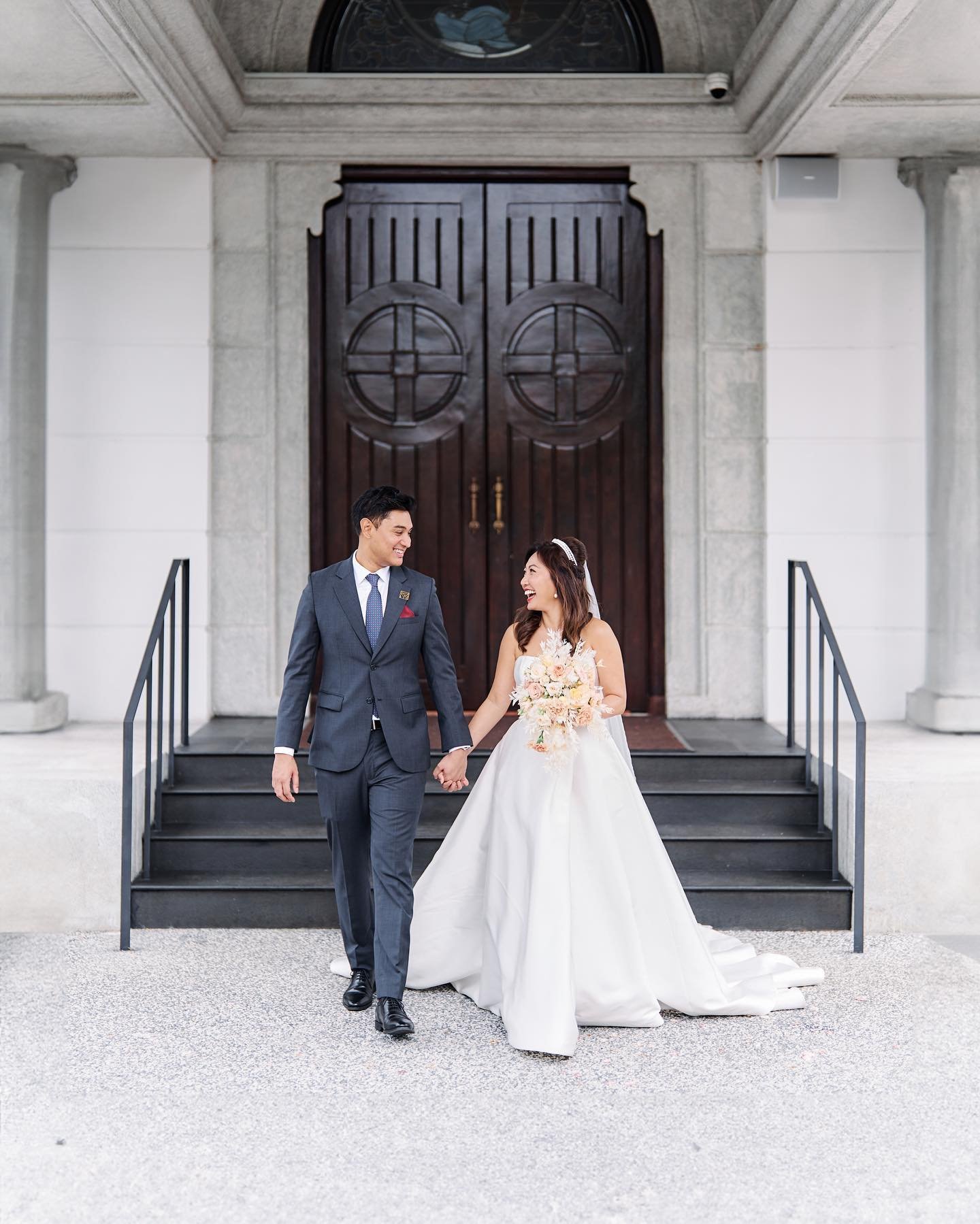 We took our vows, promising to love, honor, and cherish each other for a lifetime. The church bells rang, and our hearts sang as we became husband and wife #blessedunion 
-
Photo @antelopestudios 
Makeup @alyciatanmakeup 
Gown @moniquelhuillierbride