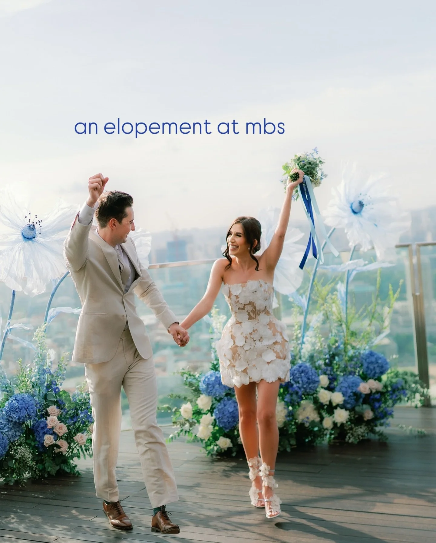 Rojeen and Javier flew in from Arizona to Singapore for just a couple of days for their private elopement ceremony at the sky deck of Marina Bay Sands. From the get-go, Rojeen’s energy lit up the room. She’s one of those people who radiat