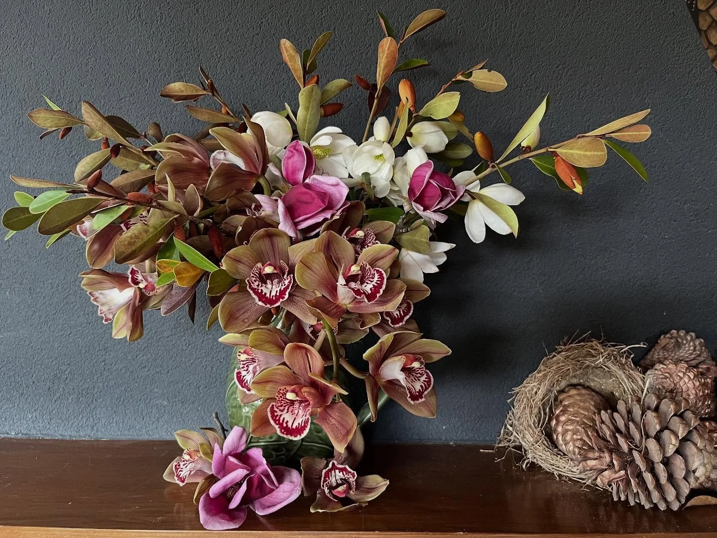 Enjoying the Orchids and Magnolias from our spring garden. #springgarden #orchid #magnolias