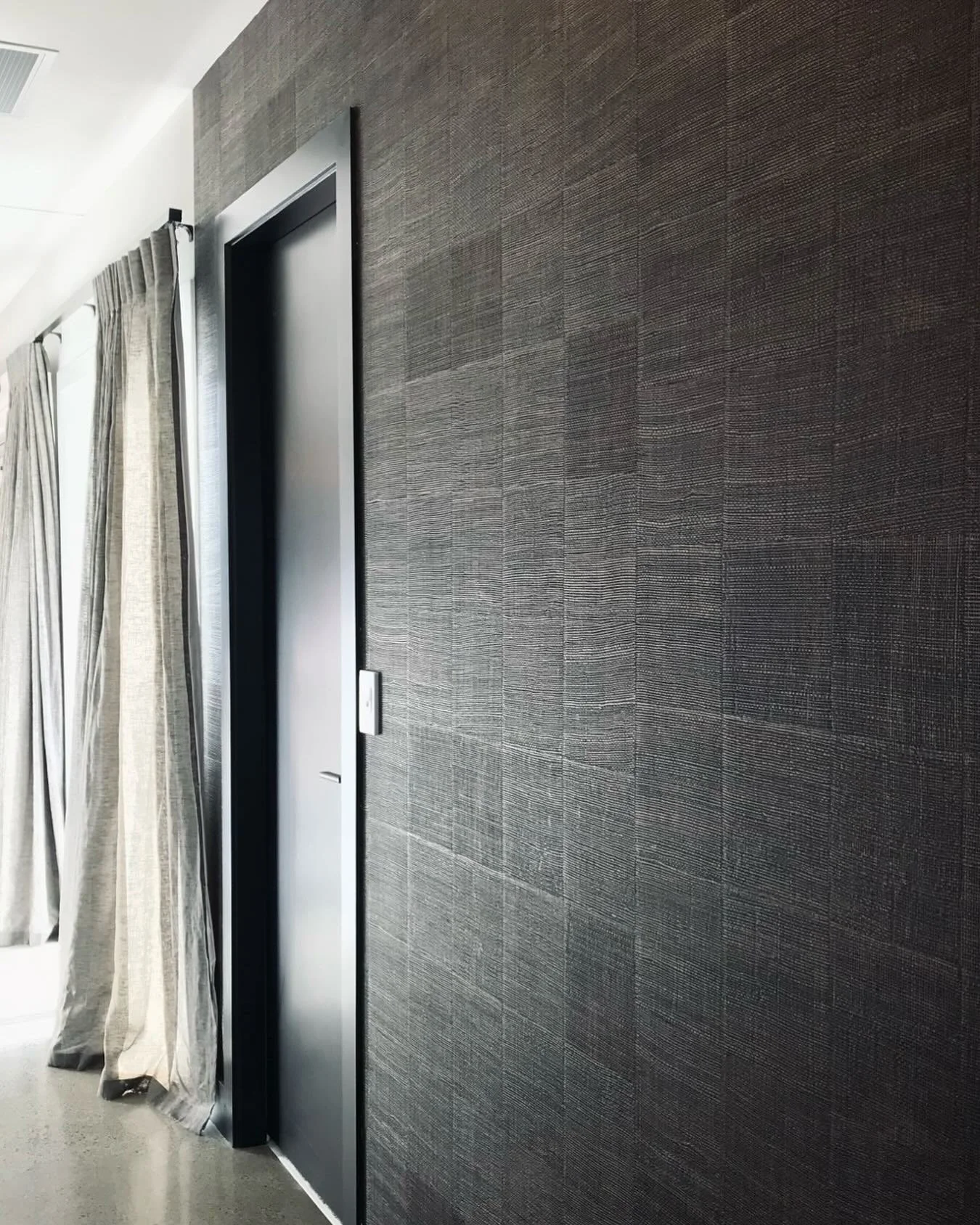 When your pooch loves your curtains as much as you do and you find your curtain hem unraveling. Recently returned to this lovely new home to sort this wee issue and to be reminded also of this stunning  Elitis wallpaper we chose for the entrance. So 