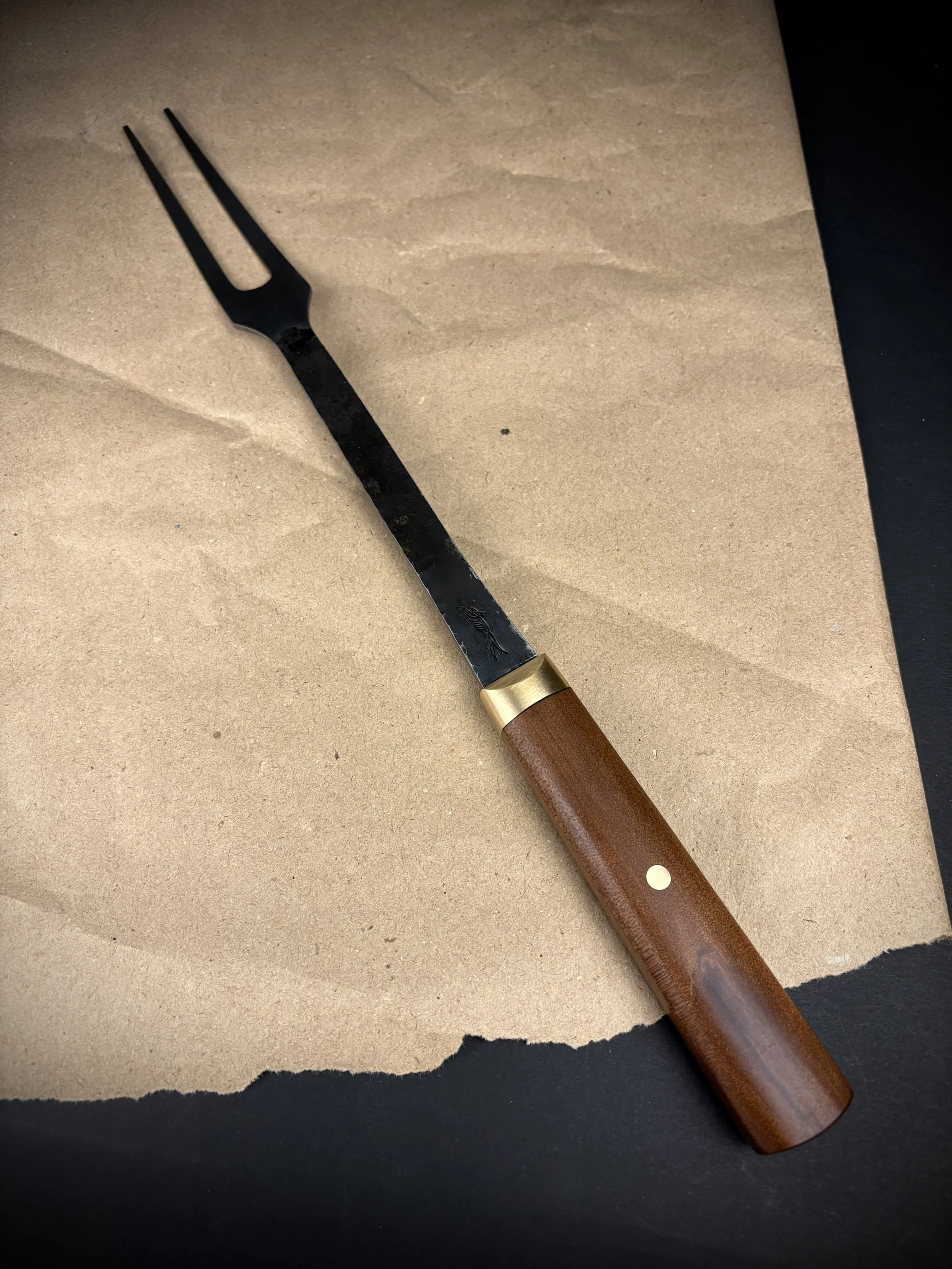 Forged BBQ / Carving Fork - Kauri Handle
