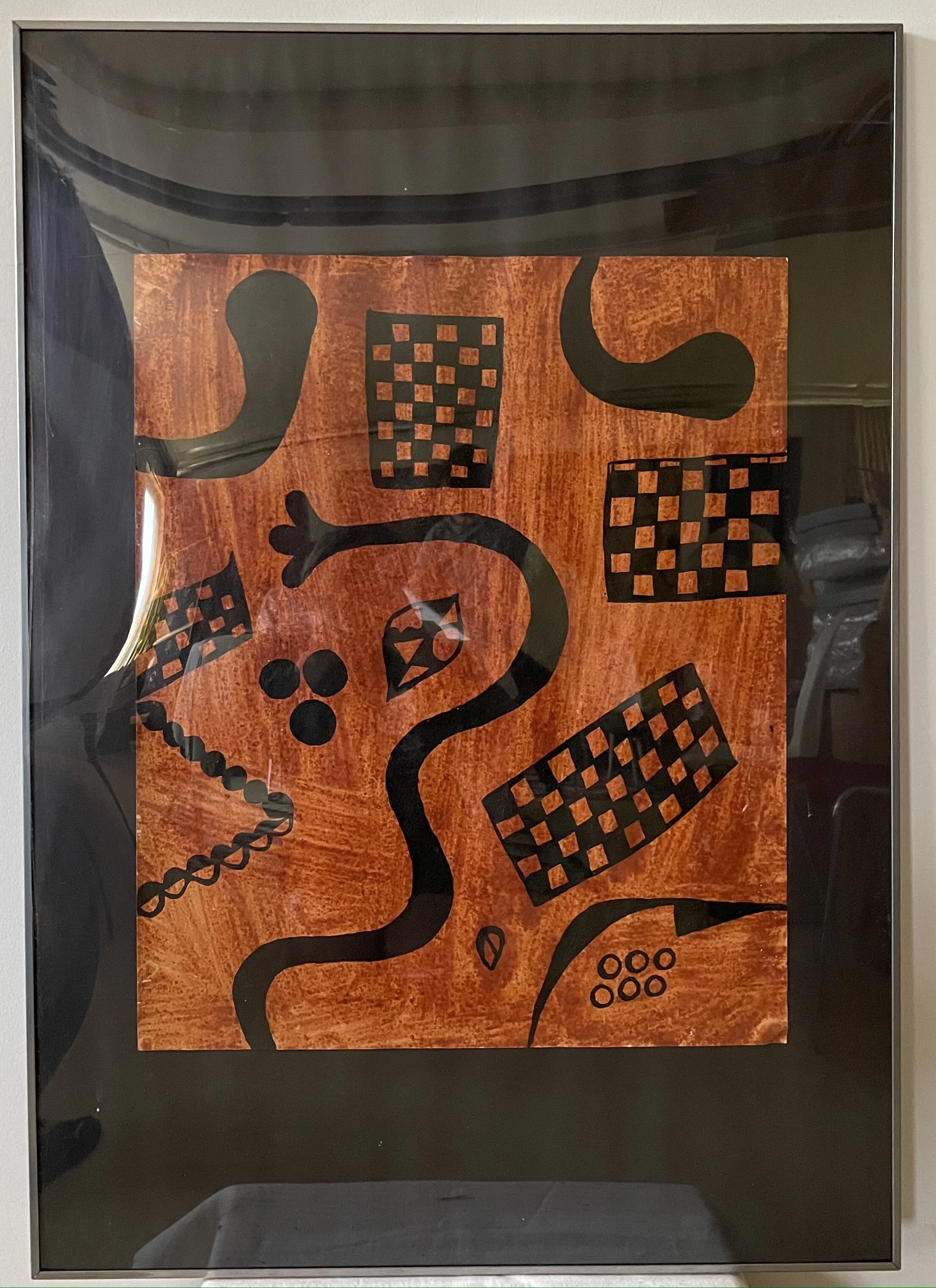 Igbo-Frauen aus Nigeria "UPA-Malerei der roten Erde" (100x70cm); Rote Erde auf Papier -380€