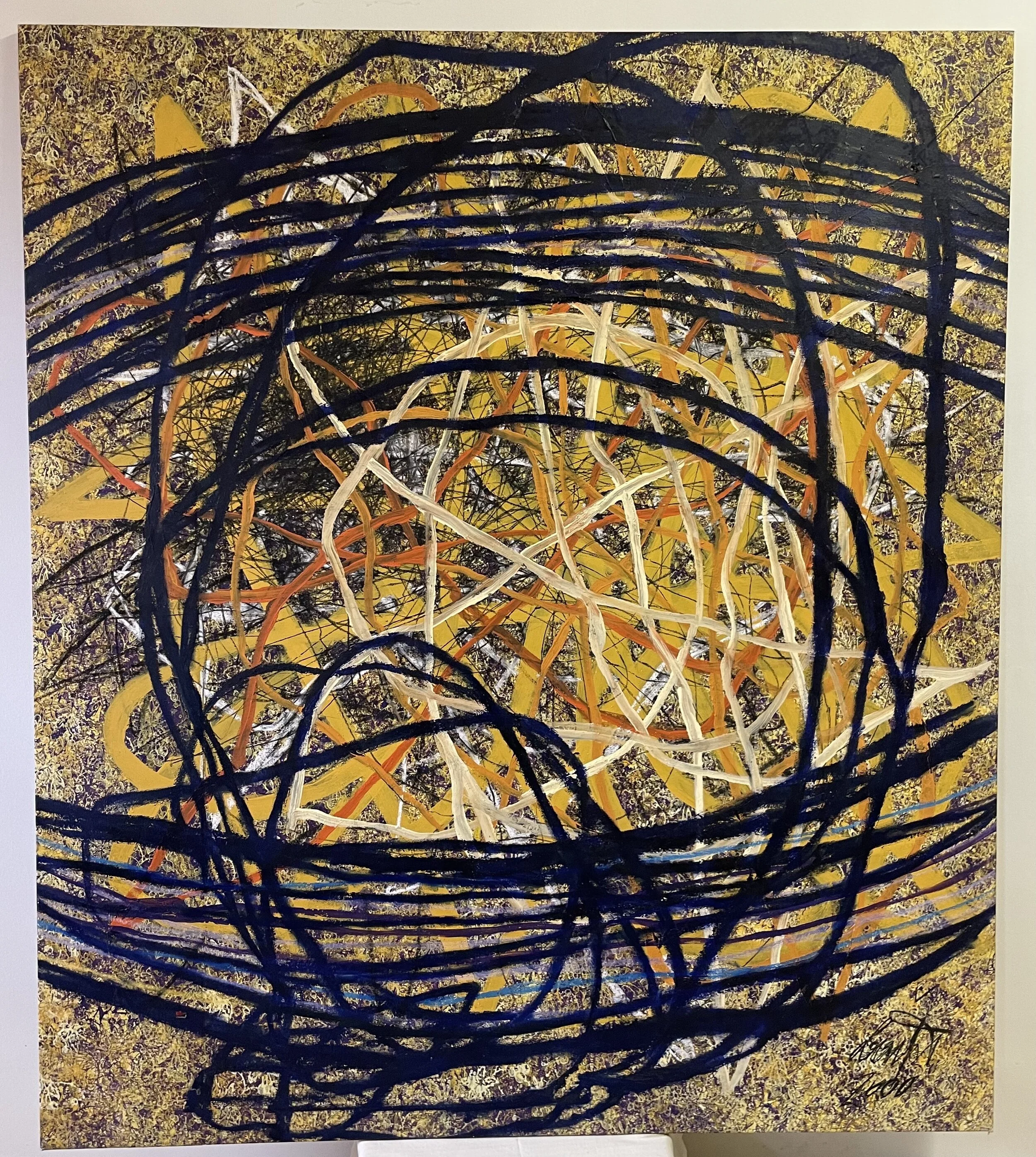 O.T. (155x135cm); Acryl/Rindermarkierstift auf Leinwand + Walze -5.500€