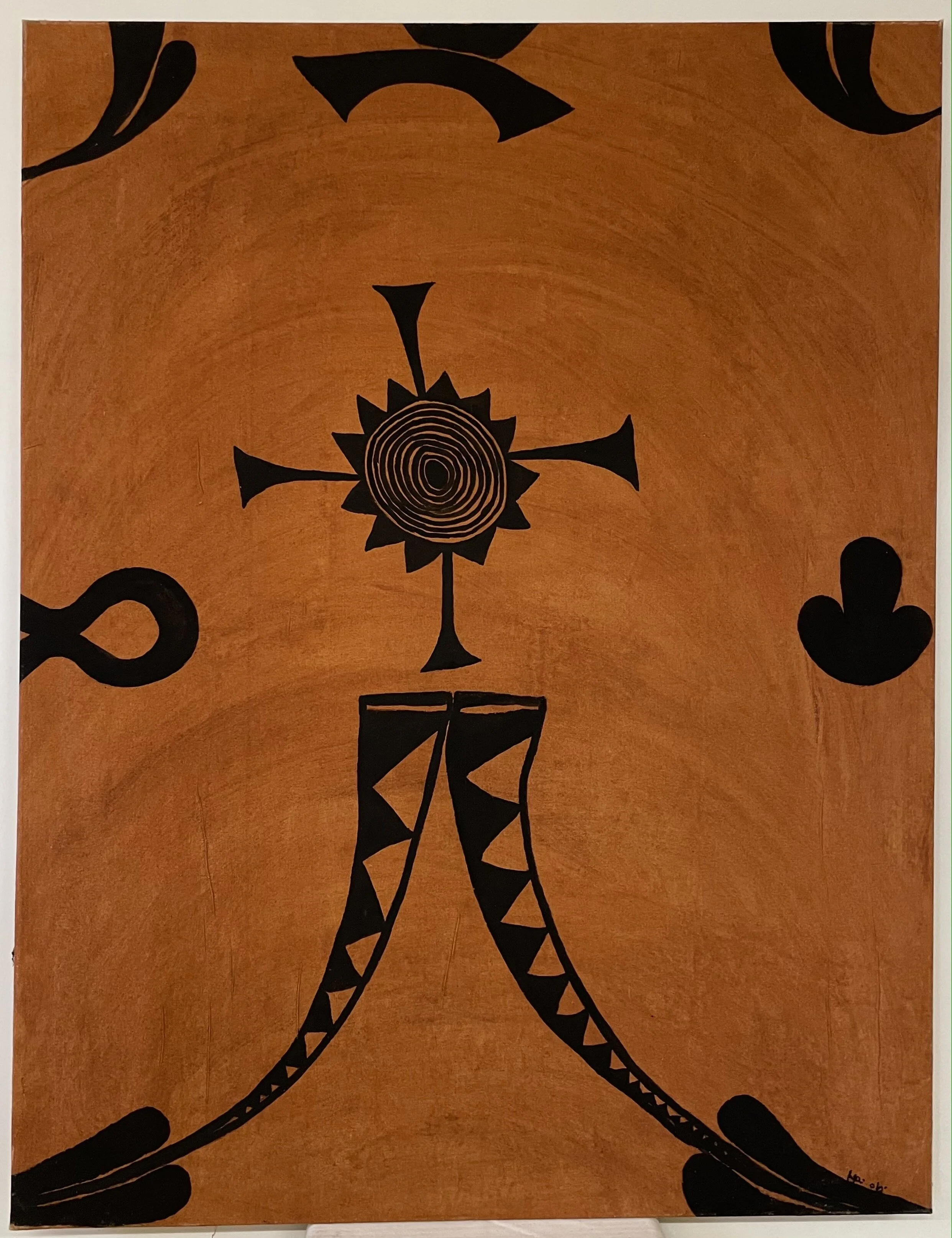 Igbo-Frauen aus Nigeria "UPA-Malerei der roten Erde" (150x115cm); Rote Erde auf Leinwand -780€