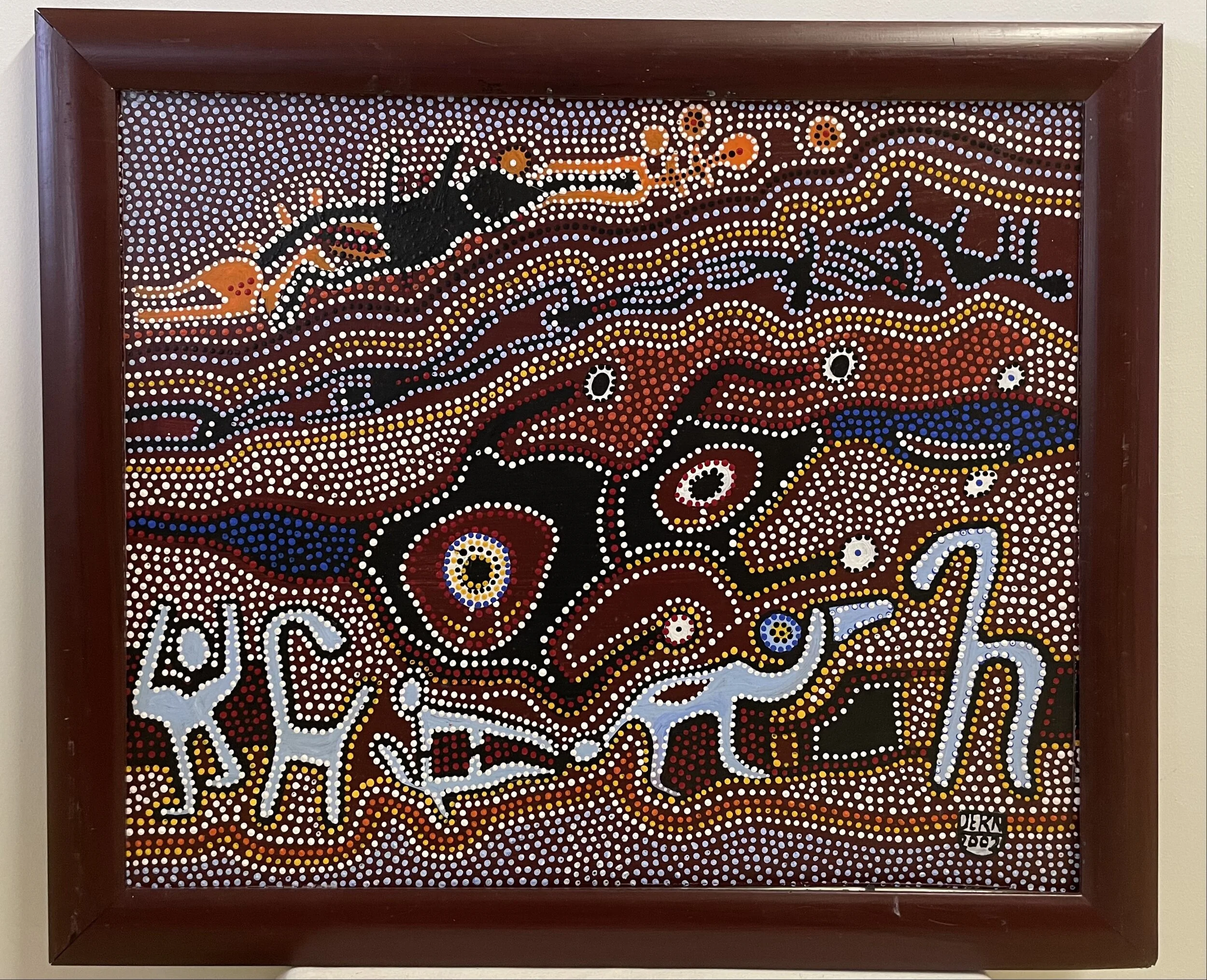 unbekannt "Aboriginal Impression" (59x68cm); Acryl auf Holz -350€