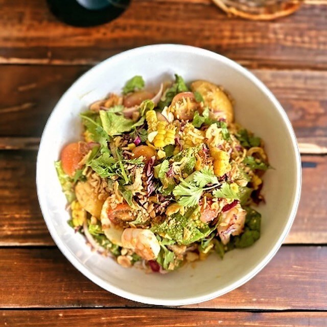 Have you tried our new salad yet? If not, no worries! It will be on our menu throughout the summer!

YUM YAI - shrimp, rice noodles, mixed greens, cucumber, sweet corn, red onion, cherry tomato, hard boiled egg, herbs, sweet peanut + egg yolk dressin