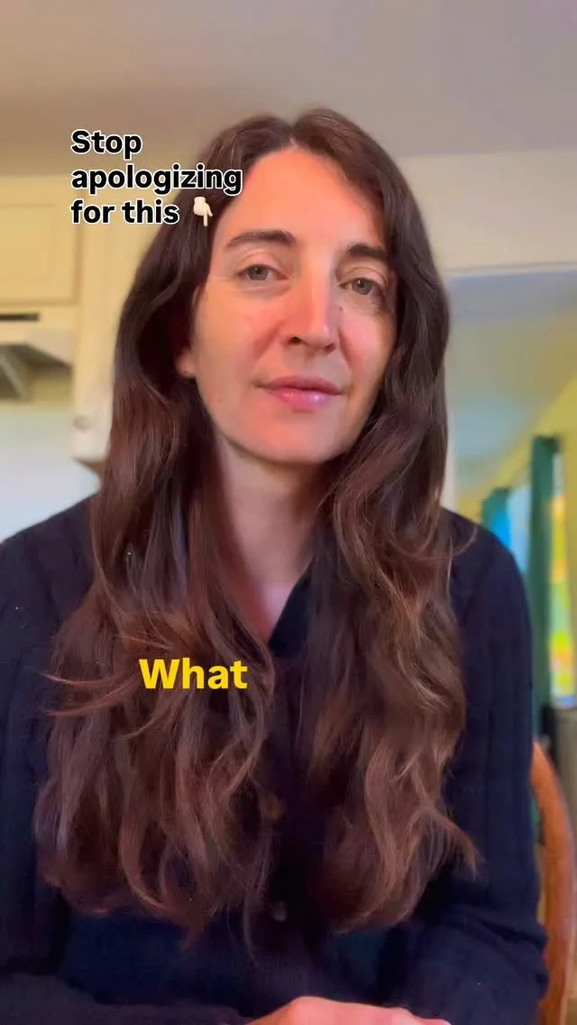 Your body tenses around them. What do you do?
Most women apologize. “Sorry, I’m being weird.”
Here’s what to do instead (from my “I’m Not Sorry” program):
Feel it fully. Don’t rush to explain it away.