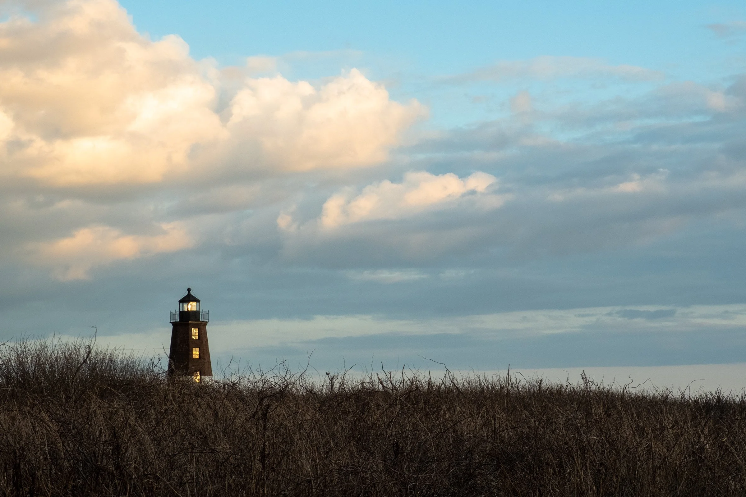 S Lawhorne Photography | Point Judith Lighthouse Fluffy Clouds.jpg
