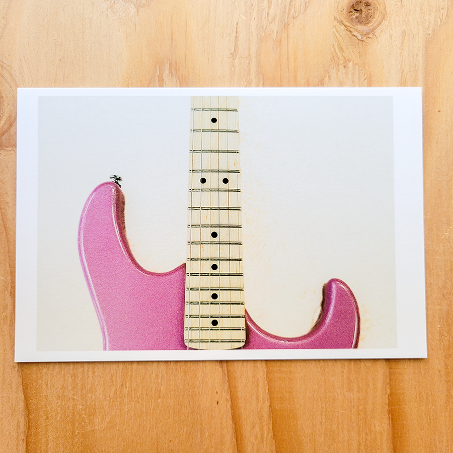 S Lawhorne Photography - Fuzzys Pink Squier Stratocaster Postcard.png