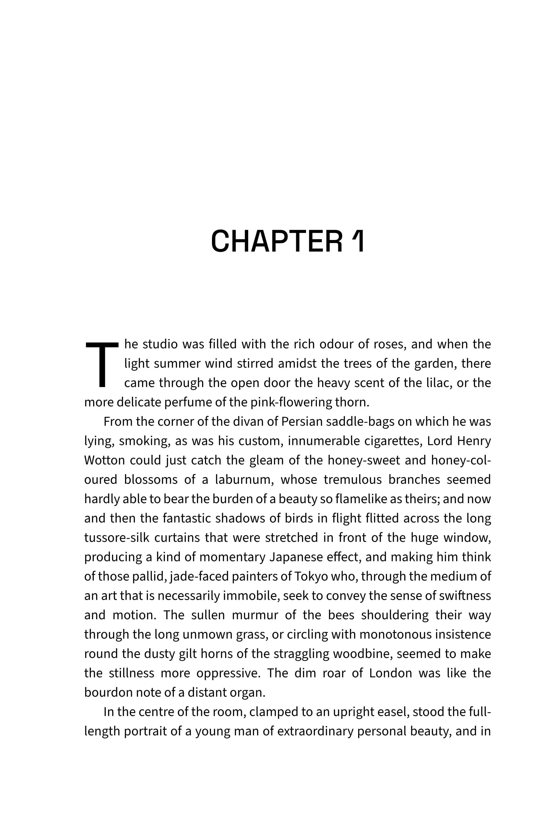 Page from a book showing the start of Chapter 1 with the first line of text visible.