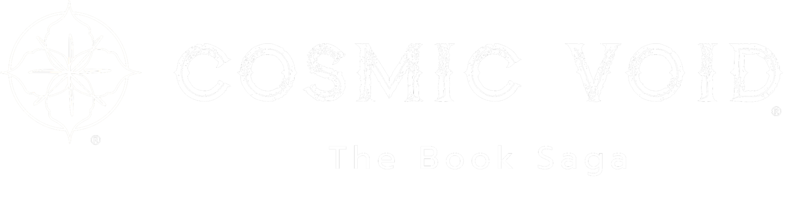 Cosmic Void logo with a stylized circular emblem and the text 'Cosmic Void: The Book Saga' on a black background.