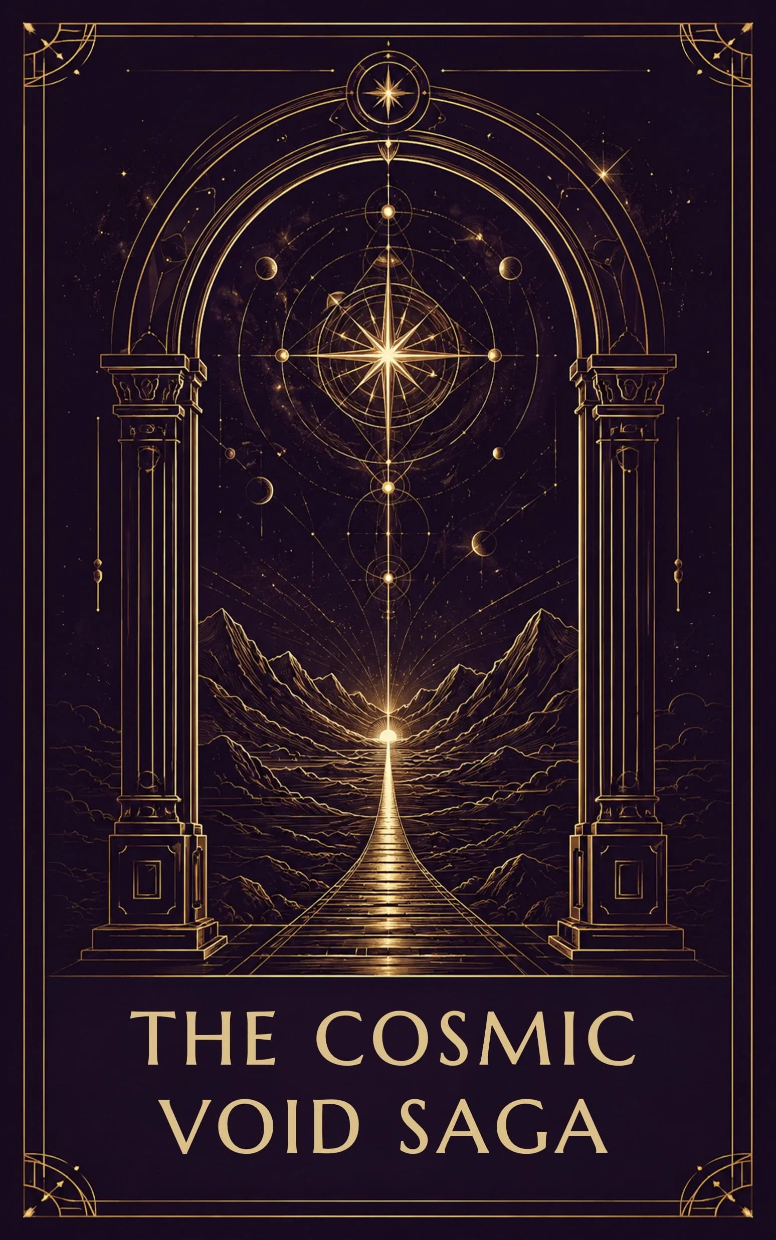 g.o. Idaguiven's The Cosmic Void Saga illustrated card with a celestial archway and a path leading towards a distant light.