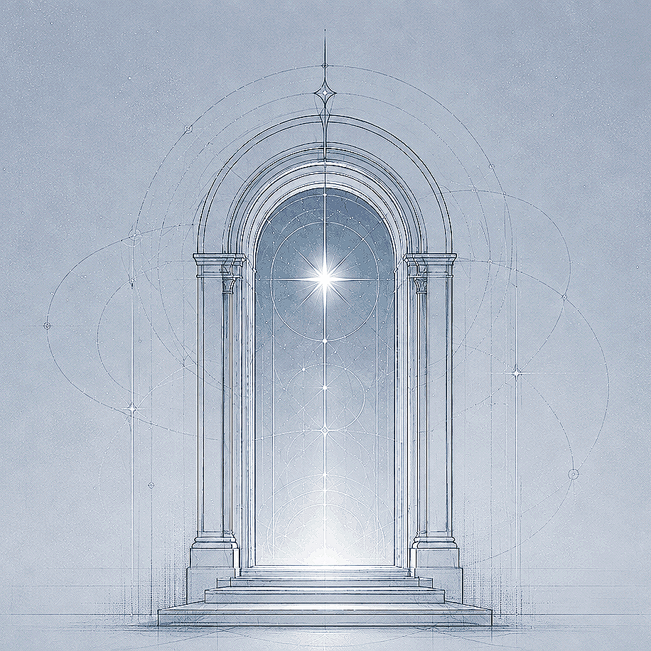 Pale celestial doorway representing g.o. Idaguiven's Librarium.