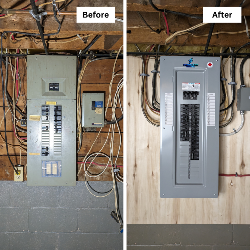 Vorher-Nachher-Vergleich einer älteren und erneuerten Elektroverteilung