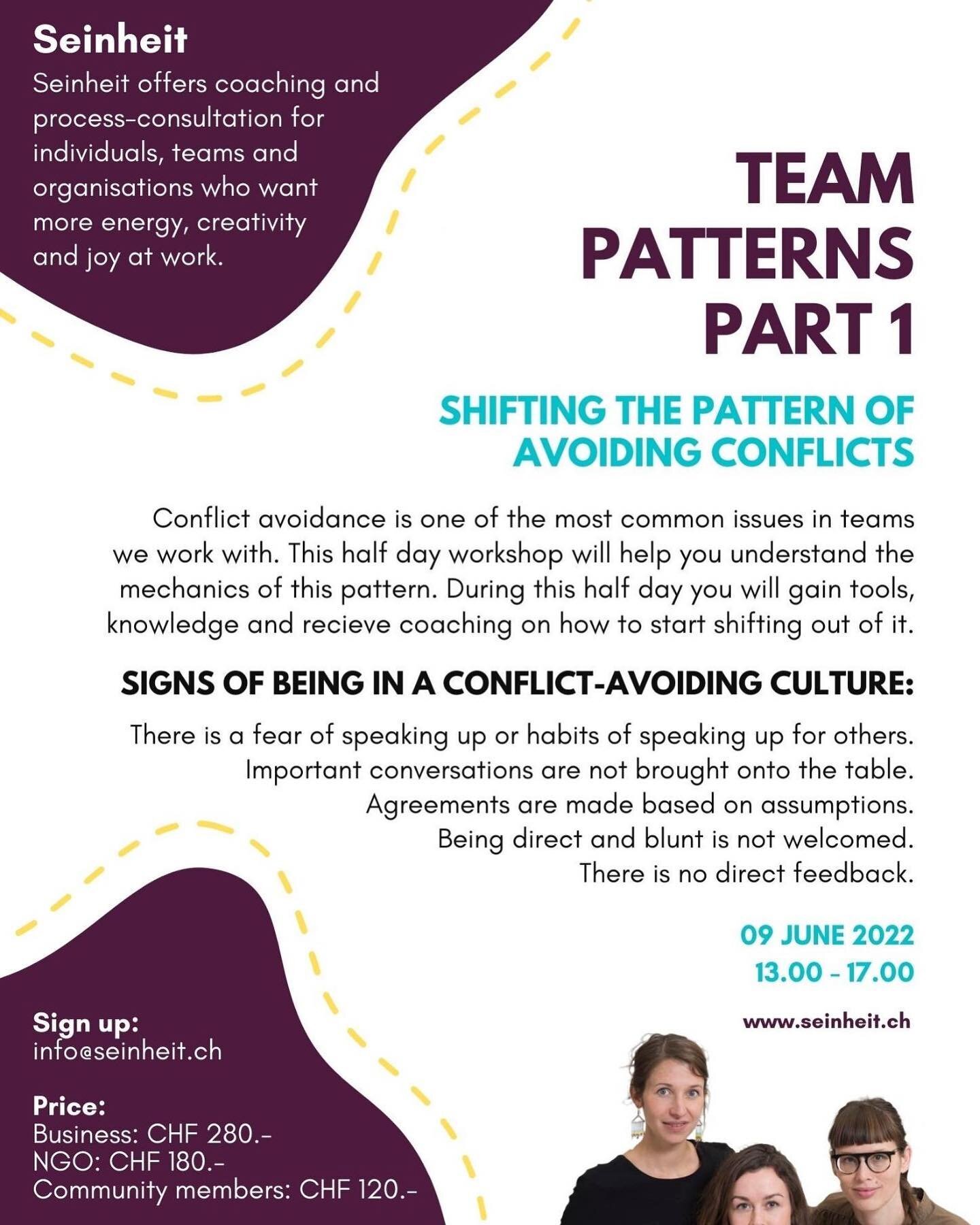 Are you curious about team patterns and dynamics? patterns that are making the work more challenging than it needs to be?

If yes, then we invite you to a series of physical workshops targeting important patterns at work. 
After years of working in t