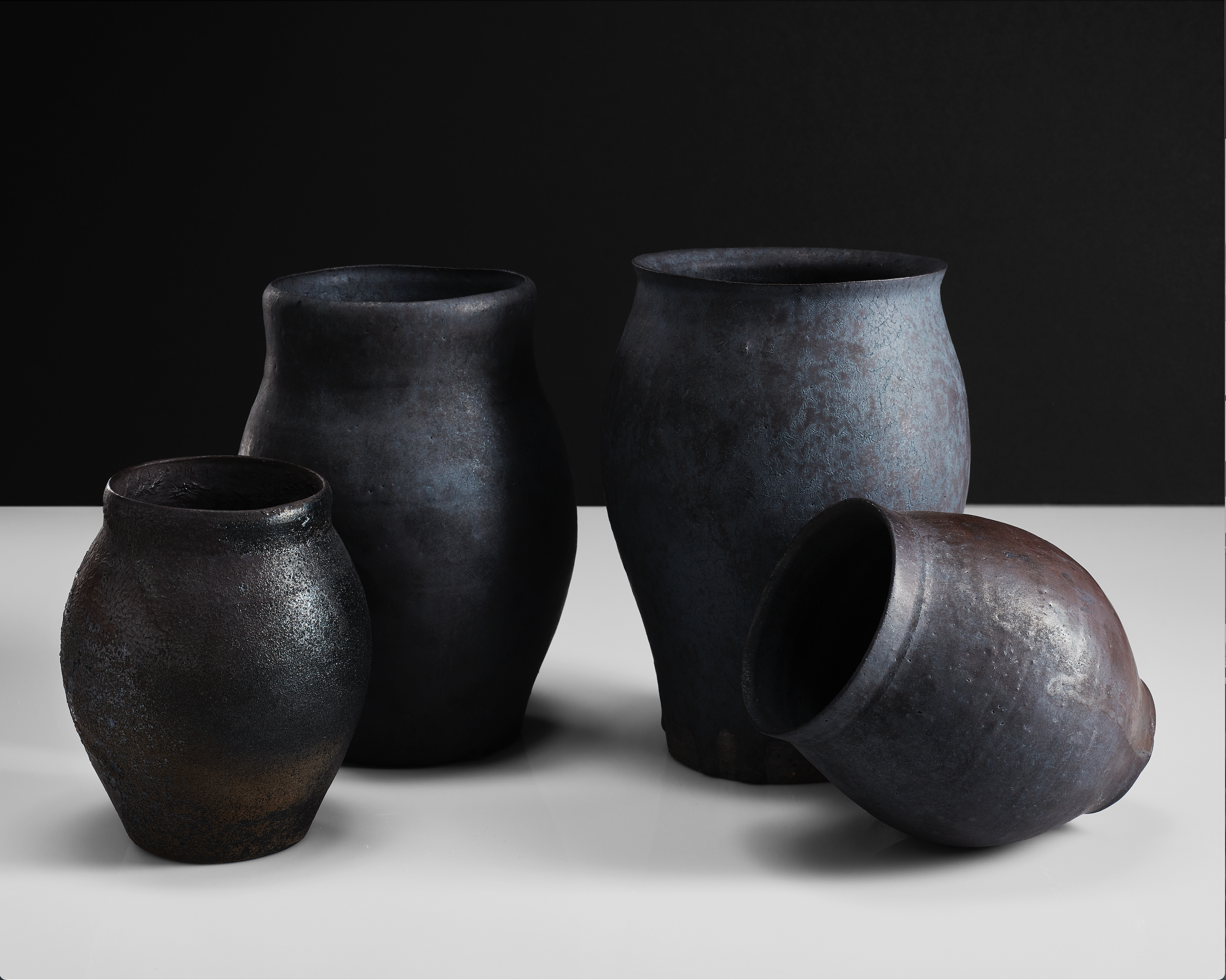 TENSHIN JUBA: MATTE BLACK JARDINIÈRE SET (SET OF FOUR)