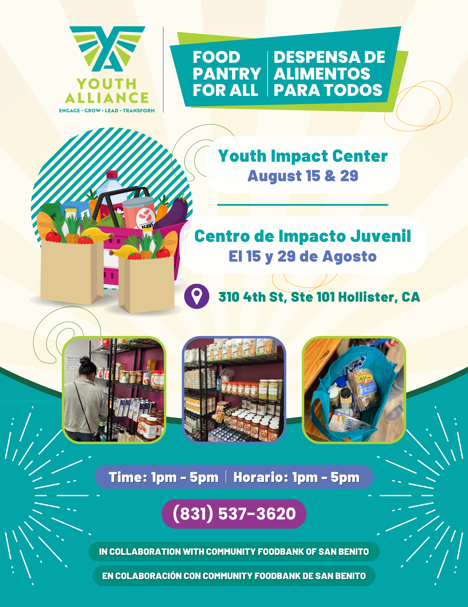 Youth Impact Center’s Food Pantry Schedule〡August 2023