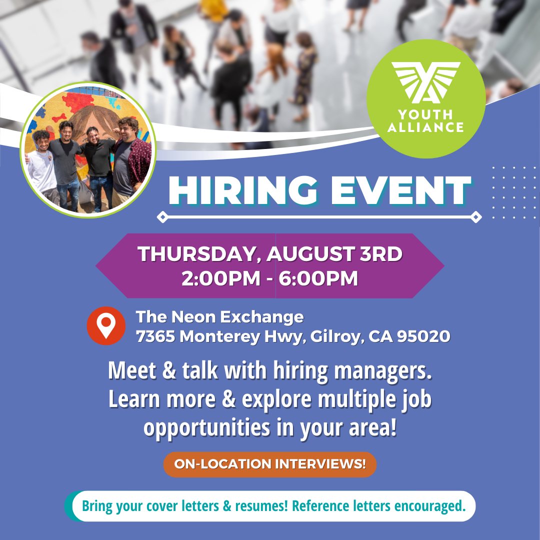 We are hiring! Explore job opportunities during Youth Alliance's Hiring Event