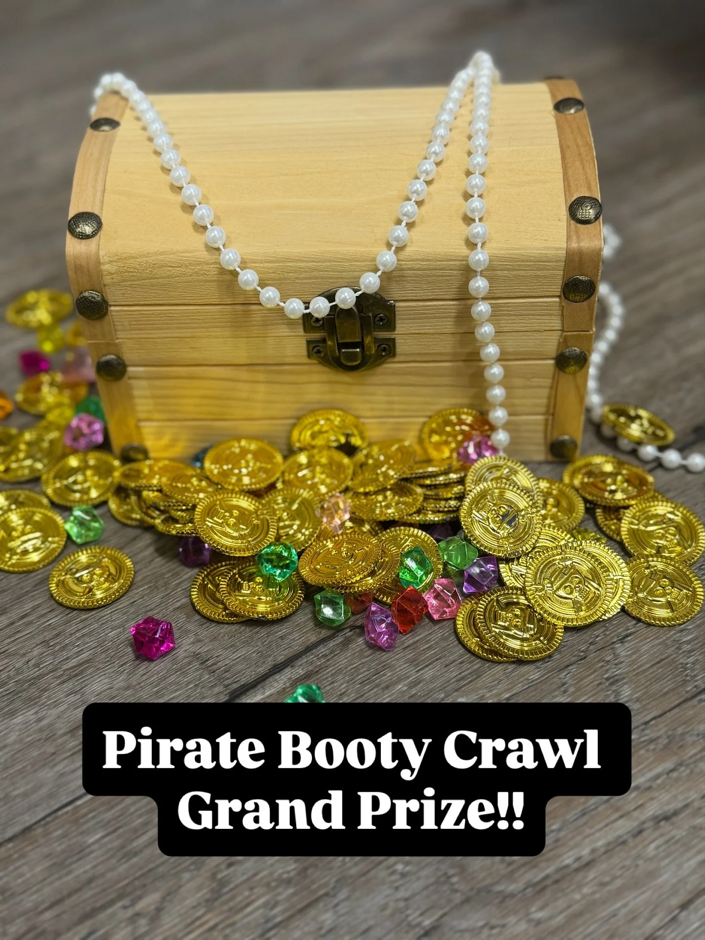 Fill up your stamp card with all seven stamps and drop into our mailbox tomorrow night!

One lucky, and random winner will win what is ever inside this treasure box 

If any local businesses would like to add another prize to the box, that would be w