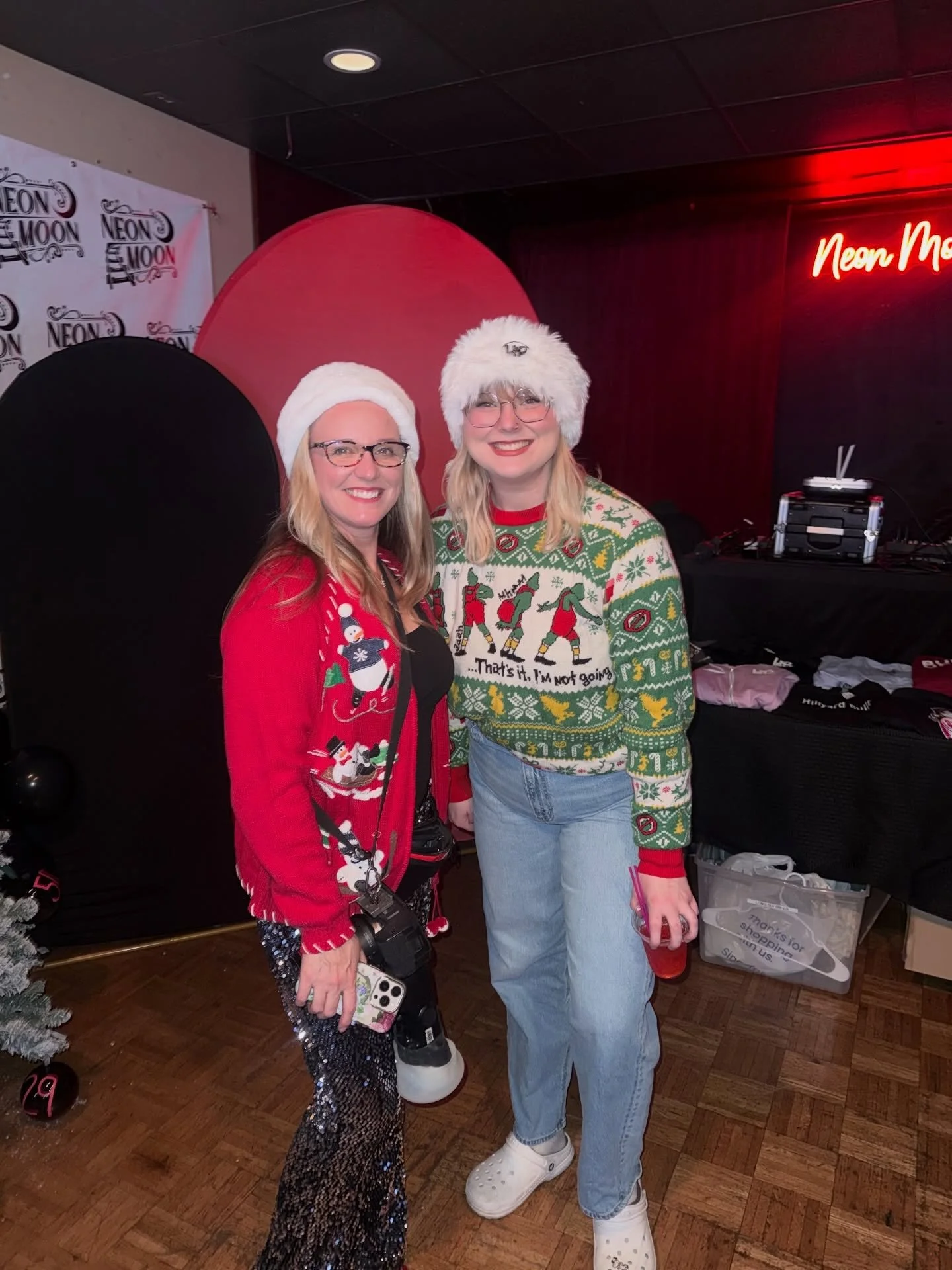We had such a merry &amp; bright time with everyone who joined us last Friday night for our Ugly Sweater &amp; Ornament Surprise at Neon Moon! ✨ It was so nice to slow down, connect with our community, and relax together before the big holiday rush. 