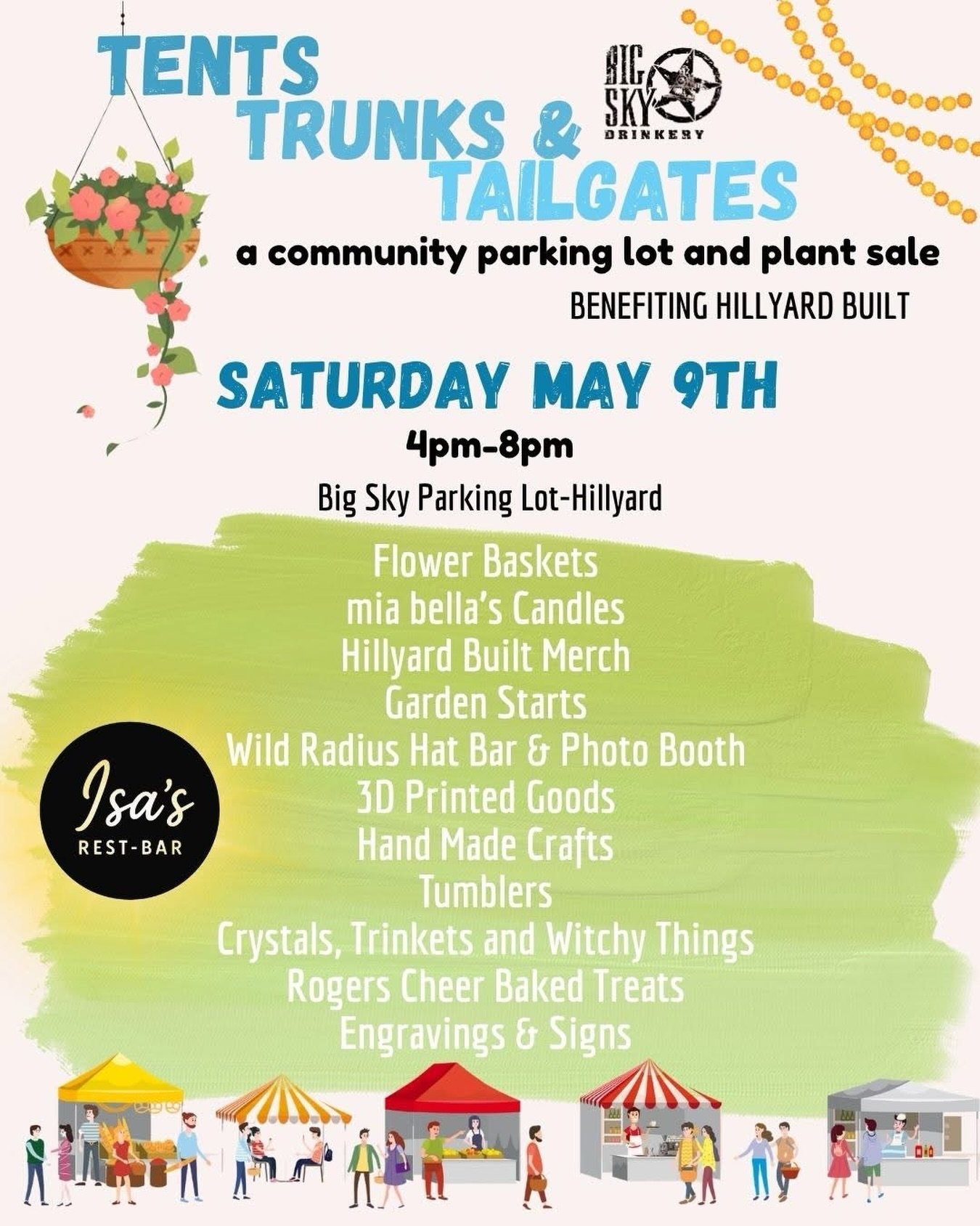 Here&rsquo;s a current list of what you can expect this Saturday from 4pm-8pm in the parking lot of @big_sky_drinkery 

What a variety AND how fricken&rsquo; lucky are we to have @isas.rest.bar attending?!?!?!

Come grab some food, support your Hilly