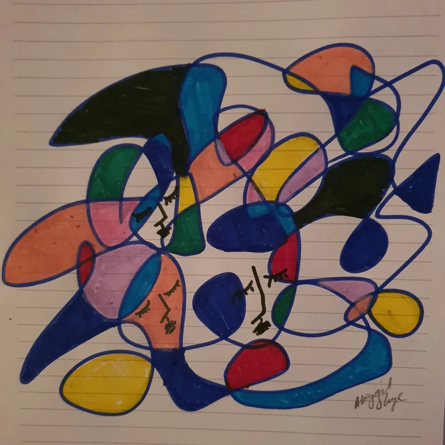 'There They Are; Calm Amongst the Colourful Tangled Mess'
(Felt pen on lined A4 paper) *** AVAILABLE TO BUY DM! PRINTS IN ALL SIZES  AVAILABLE TOO***

#intuitiveartist #sacredart #artishealing @abigail.skye.artist