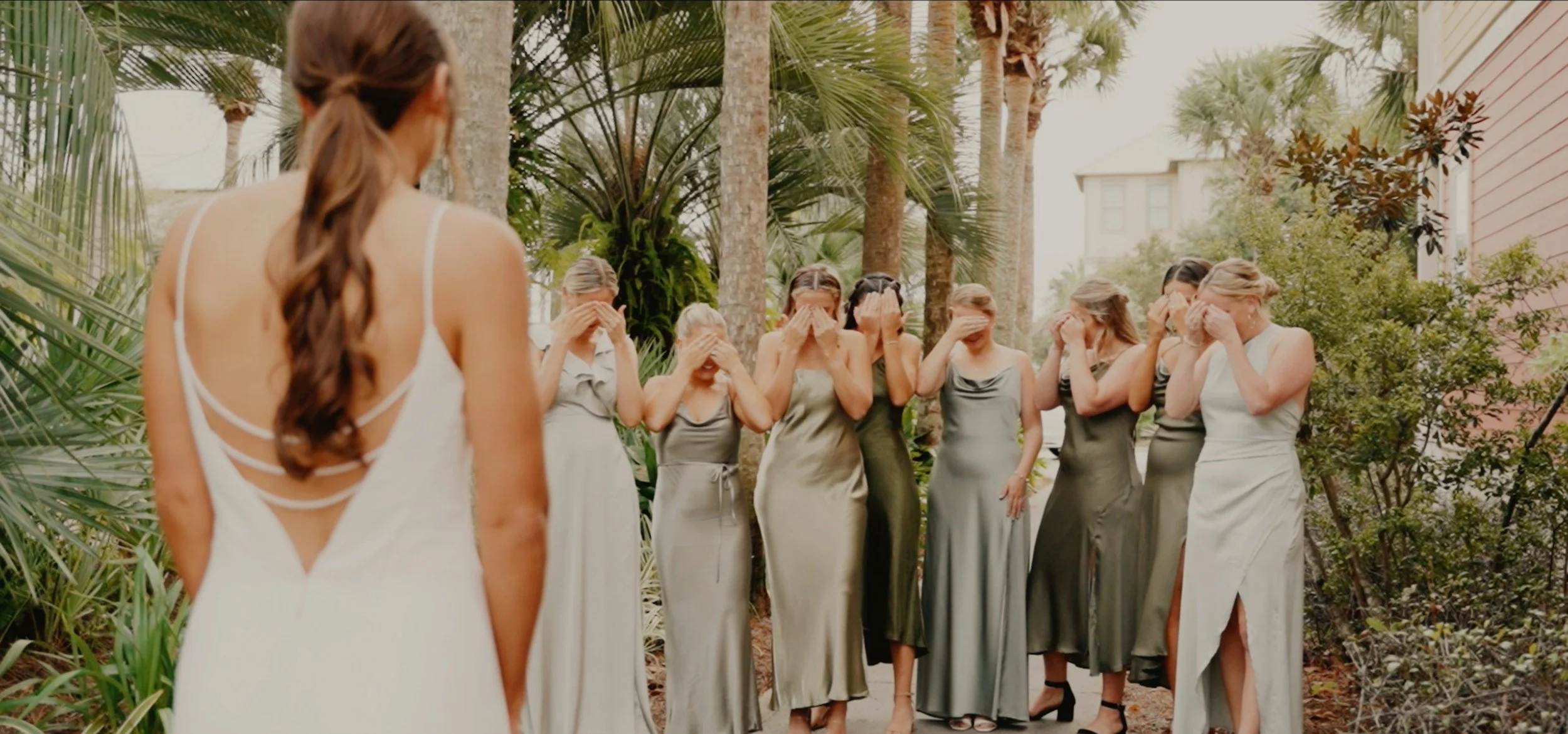 Toronto Wedding Videographer Capturing Bride Reveal to Bridesmaids.