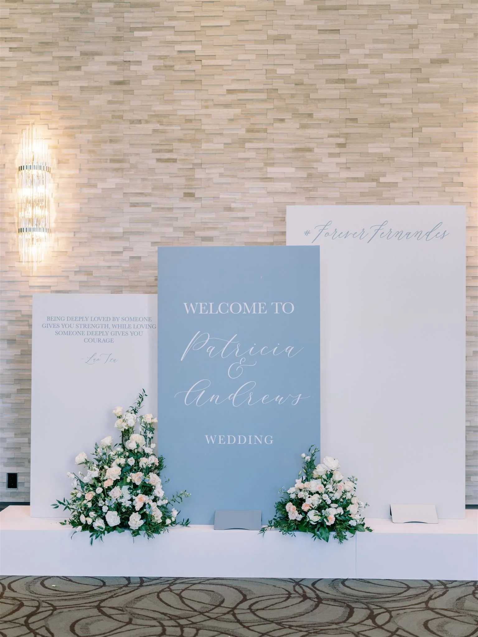 A beautiful display of wedding decor inside the lobby of a banquet hall in Mississauga, Ontario.