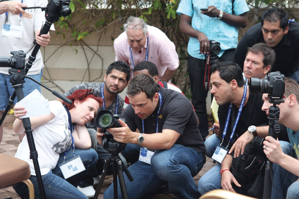 Ray Roman demonstrating to students his video workshop.
