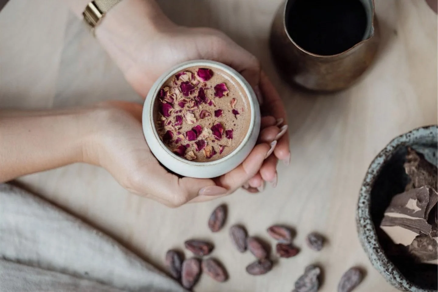 Rose &amp; Cacao &mdash; a pairing that&rsquo;s as functional as it is beautiful.

In our Radiant Blend, this combination was a no brainer &mdash; especially when it comes to supporting women.

Rose has a long history of use in women&rsquo;s health.
