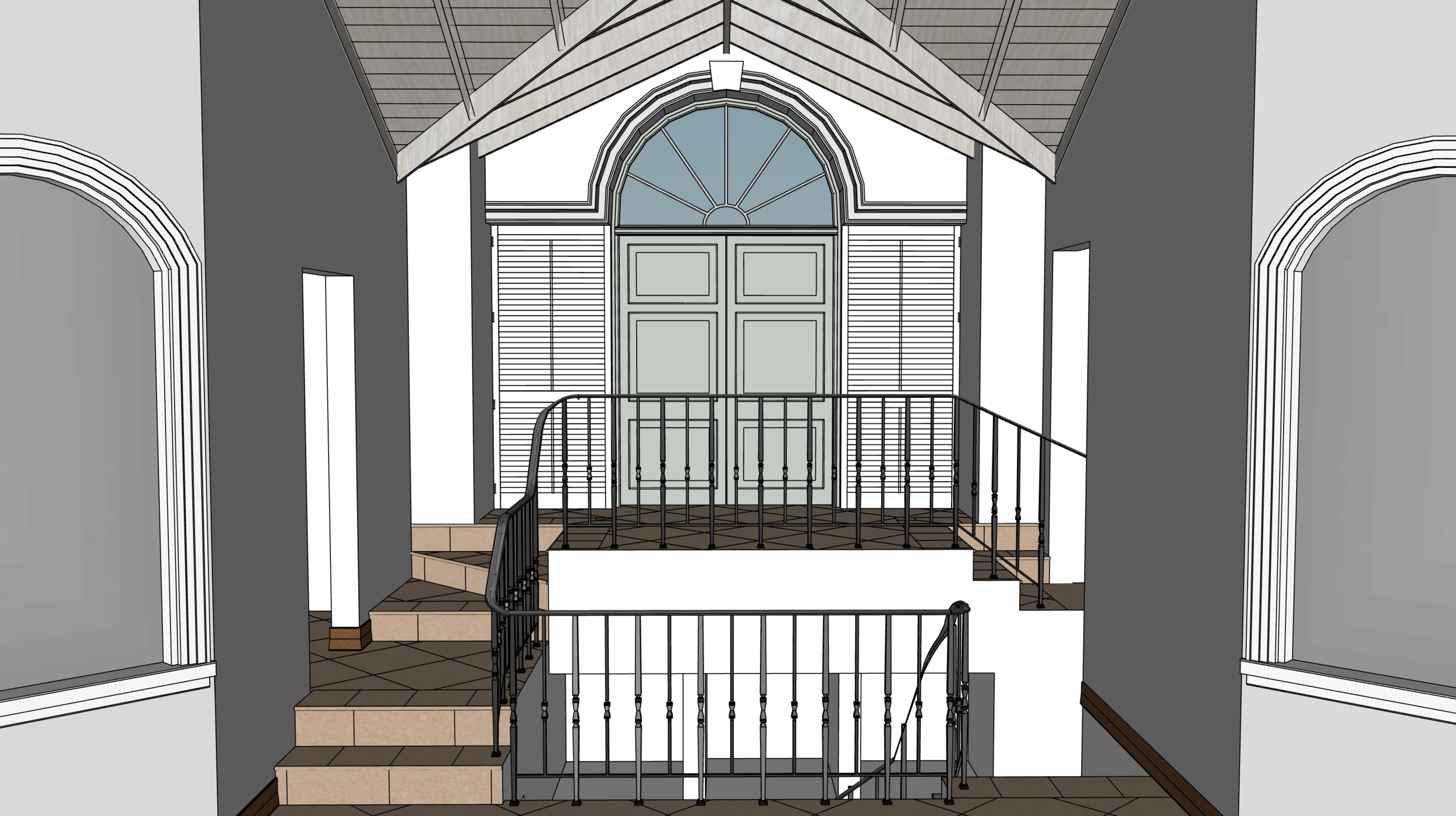 Proposed - grey-blue door & white louvres