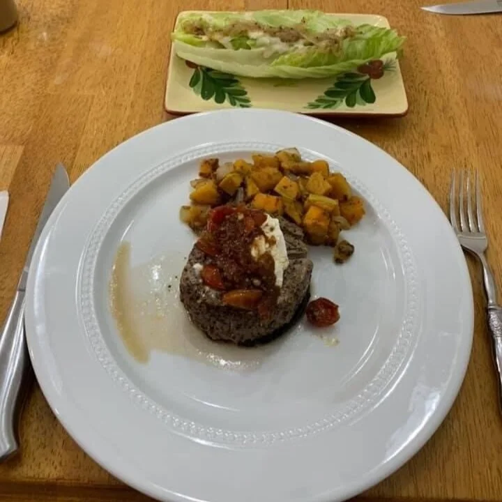 Filet+with+Goat+Cheese+and+Tomato+Relish%2C+Sweet+Potato+Hash+and+Grilled+Romaine+with+carmelized+onions.jpg