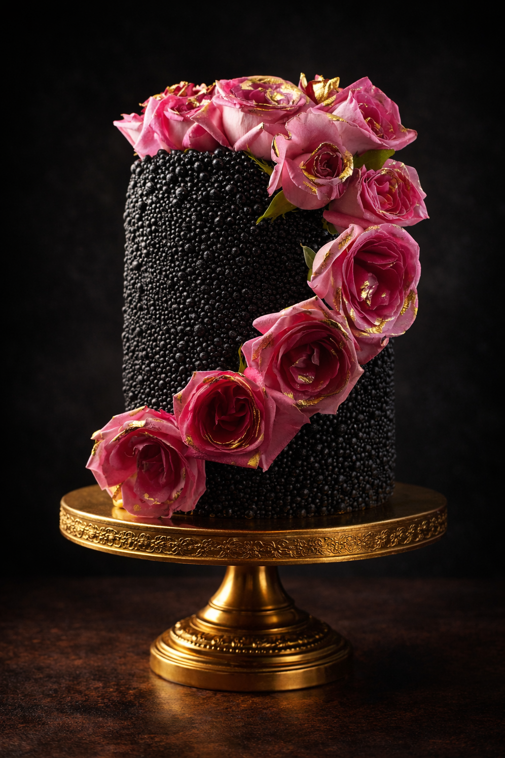 BlackFloralTexturedCake.png