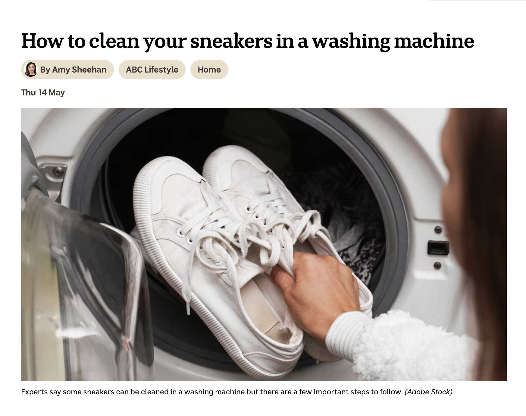 ABC News - How to clean your sneakers in a washing machine