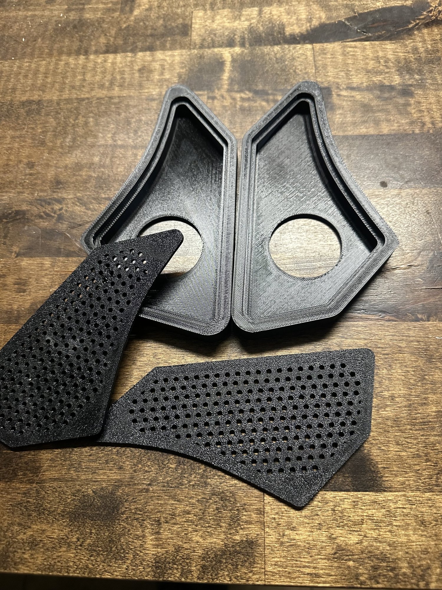 Custom fabricated metal speaker grilles